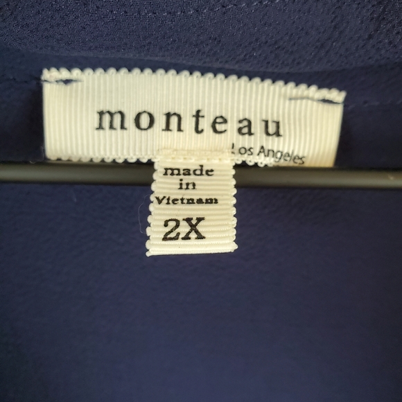 Monteau Blue Button-Up Collared Mini Dress 2X - Picture 7 of 10